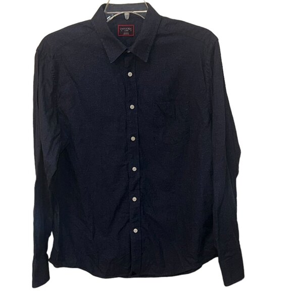 UNTUCKit Dark Blue Flannel Cotton Long Sleeve Casual Dress Shirt‎ Large Office - Picture 2 of 4